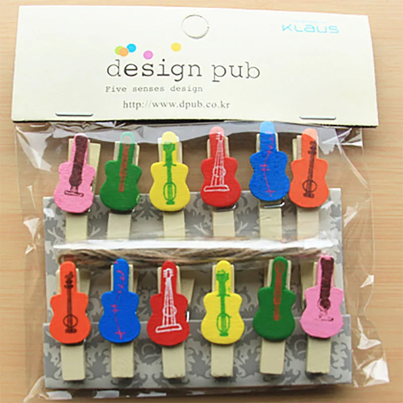 Whimsical Wooden Photo Clips (Set of 10)
