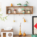 🏡 Fairytale Town Wall Hook Rack – Boho Wooden Key Holder & Decorative Village Scene Organizer
