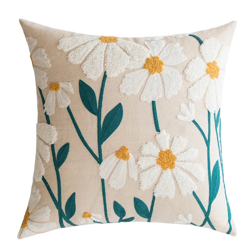 🌼 Cozy Embroidered Throw Pillow Cover – Nordic-Inspired Boho Home Decor Accent