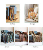 Boho Woven Throw Blanket – Zigzag Stripes with Tassels, Soft & Lightweight Decorative Blanket