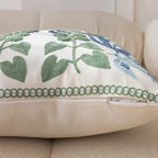 Floral Embroidered Cotton Pillow Cover