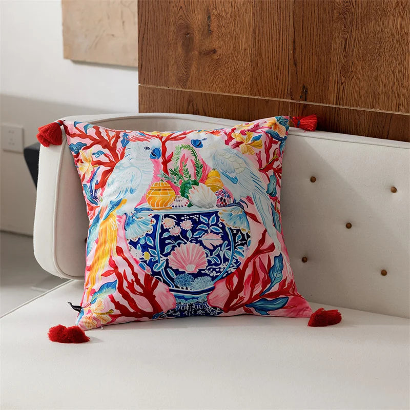 Vintage Velvet Animal Print Pillow Cover – Double-Sided Decorative Cushion for Boho & Eclectic Homes