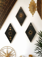 🌙 Wooden Witchy Wall Hanging – Gothic Moon, Sun, Stars & Snake Boho Decor for Mystical Bedrooms & Crafty Corners