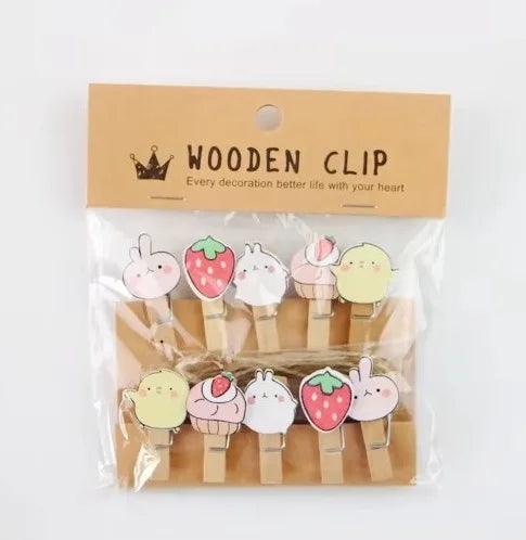Whimsical Wooden Photo Clips (Set of 10)