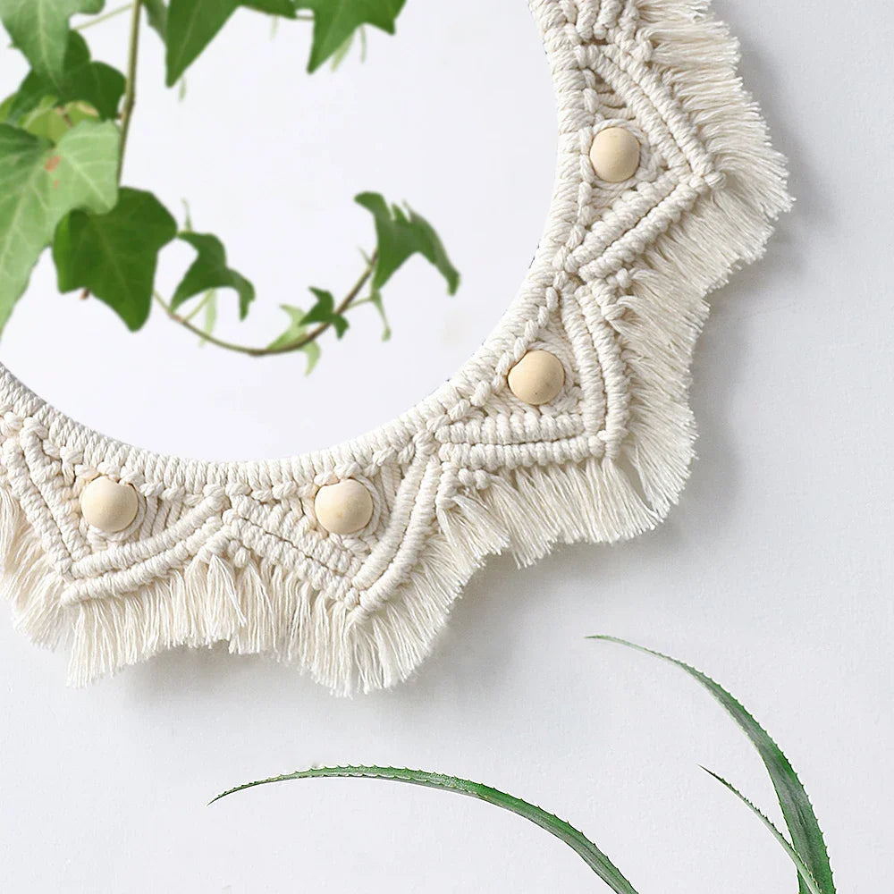 Circular Boho Macrame Wall Mirror