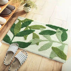 Soft Leaf Print Bath Mat – Non-Slip & Quick-Drying Absorbent Bathroom Rug