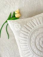 White French Floral Embroidered Pillow Cover – Elegant Boho Home Decor Accent