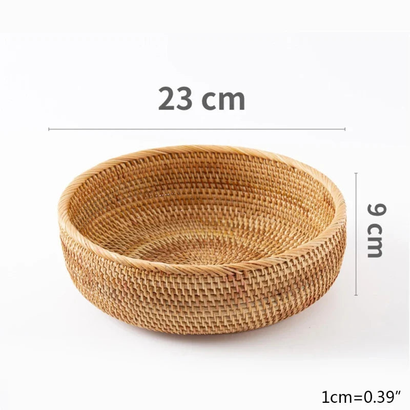 Handwoven Rectangular Rattan Basket – Boho Wicker Storage Bin for Fruit, Snacks, Tea, Bread, or Home Organization
