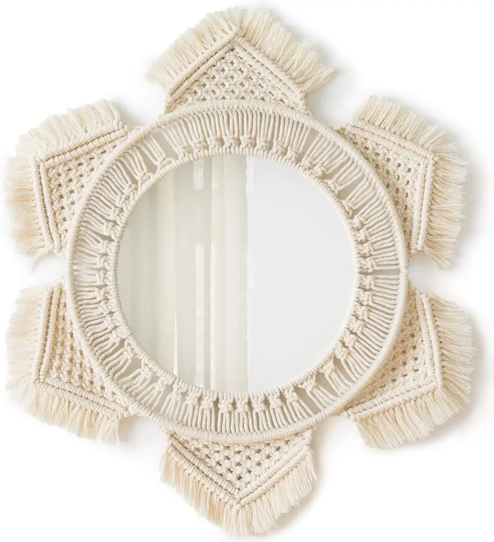Circular Boho Macrame Wall Mirror