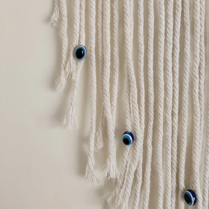 🧿 Evil Eye Macrame Wall Hanging – Handmade Boho Home Decor Tapestry