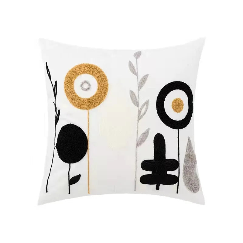 🌼 Cozy Embroidered Throw Pillow Cover – Nordic-Inspired Boho Home Decor Accent