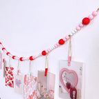 Boho Wall Hanging Photo Display with Wooden Beads & Clips