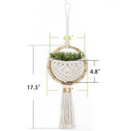 Boho Macrame Wall Hanging with Flower Pot Pocket – Handmade Nordic Round Wall Tapestry | Dorm Room & Home Decor