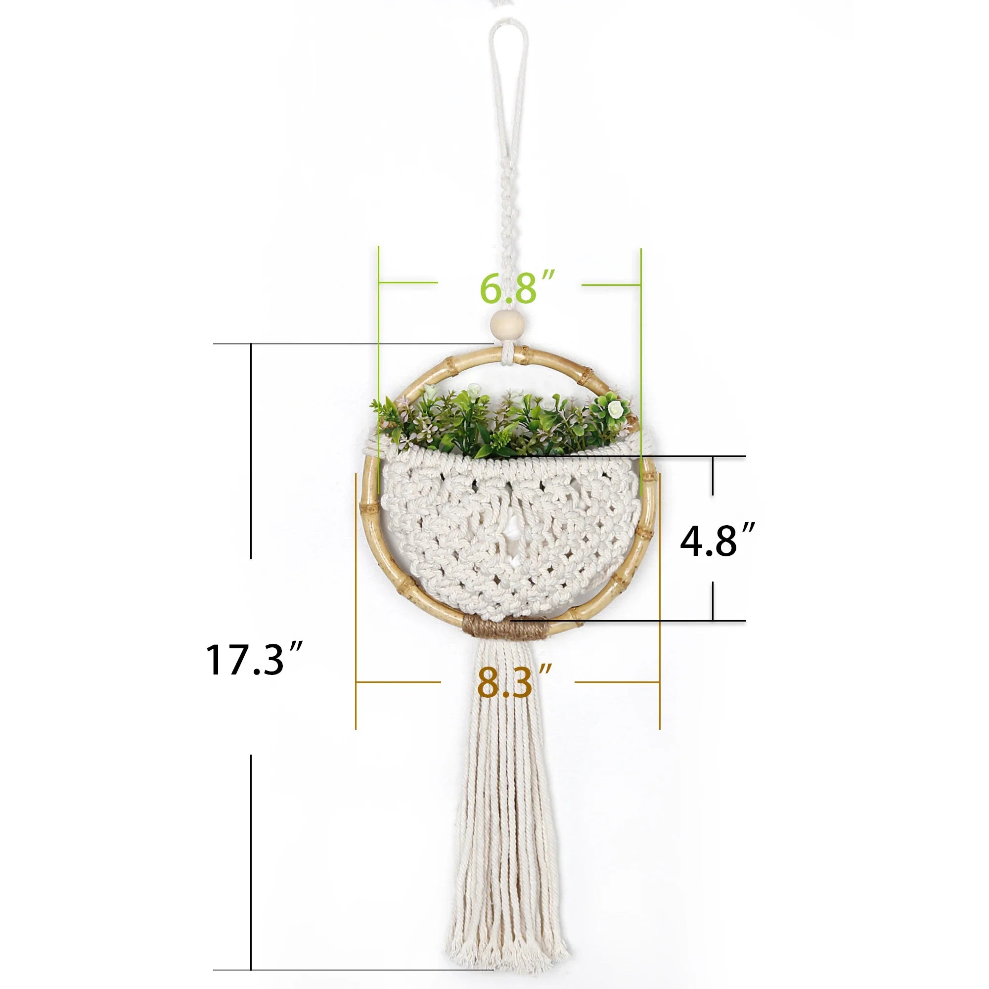 Boho Macrame Wall Hanging with Flower Pot Pocket – Handmade Nordic Round Wall Tapestry | Dorm Room & Home Decor