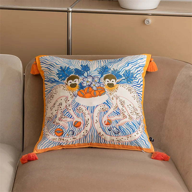 Vintage Velvet Animal Print Pillow Cover – Double-Sided Decorative Cushion for Boho & Eclectic Homes