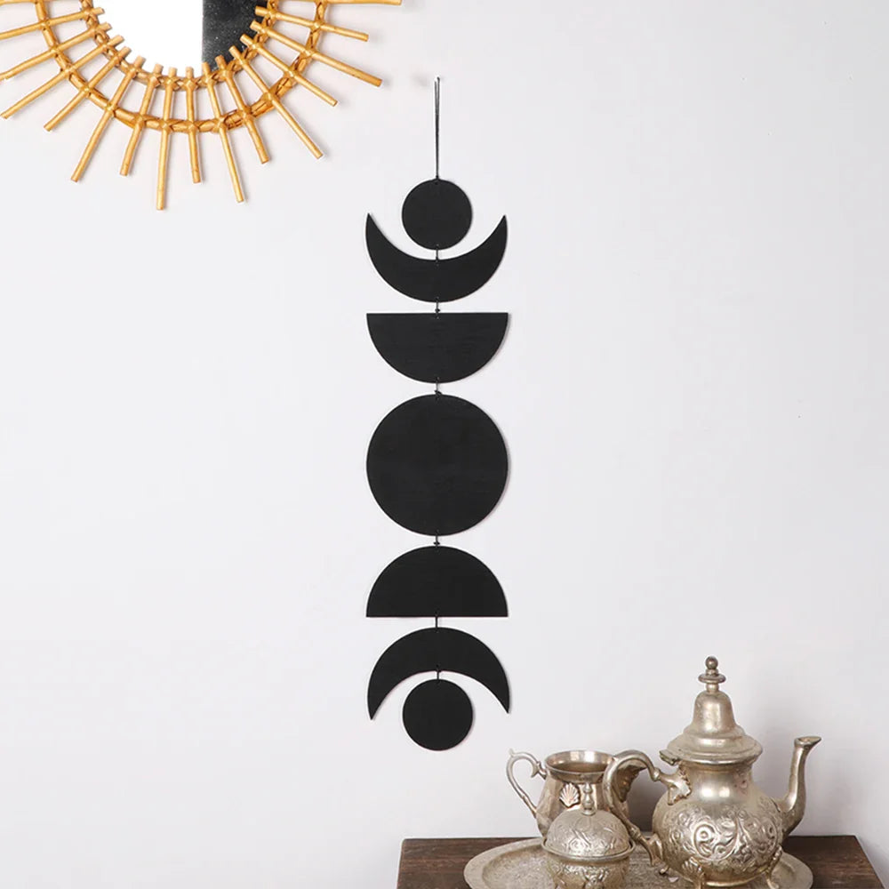 Wooden Wall Hanging Moon Phase Garland Wall Decor Hanging Ornaments Decoration Boho Home Decor for Nursery Ornament Gift