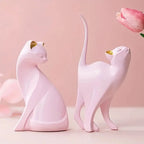 Resin Cat Statue – European-Inspired Romantic Animal Figurine for Boho Home Decor