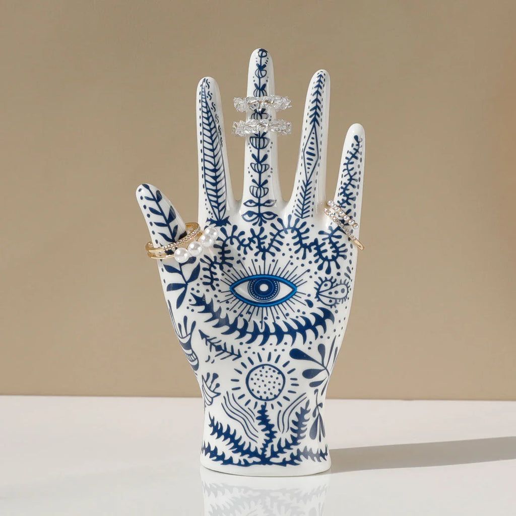 Ceramic Evil Eye Hand Jewelry Holder