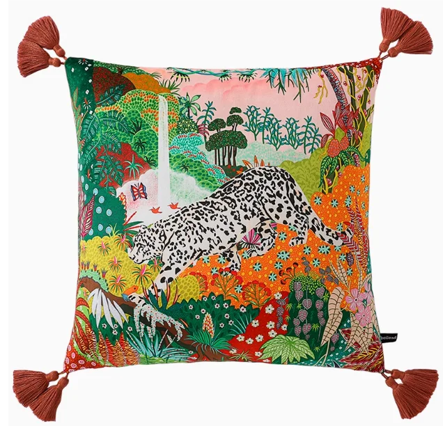 Vintage Velvet Animal Print Pillow Cover – Double-Sided Decorative Cushion for Boho & Eclectic Homes
