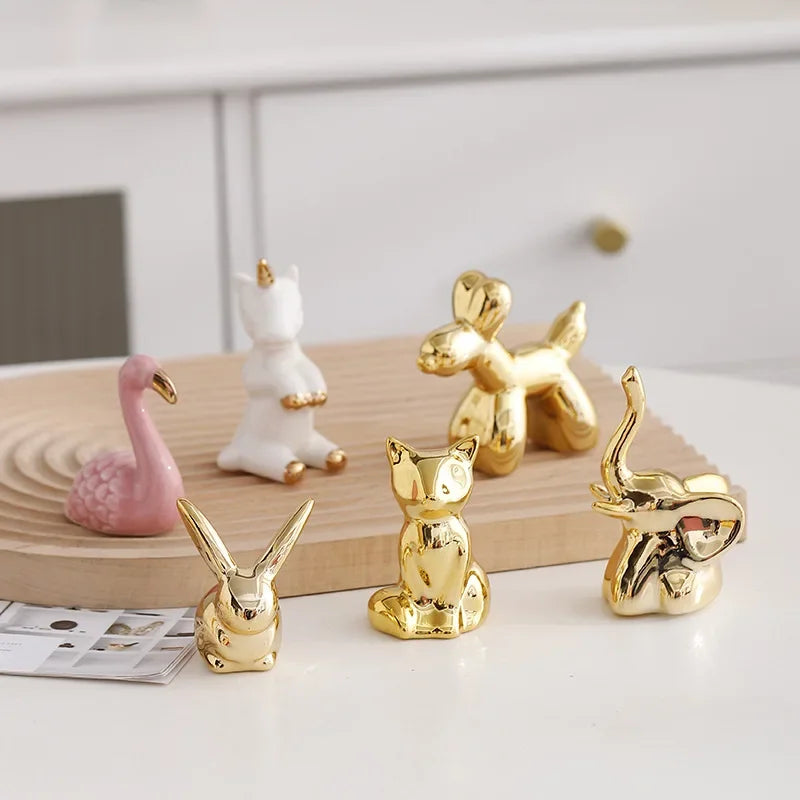 Ceramic Animal Jewelry Holder – Boho Home Decor Trinket Organizer - Rabbit