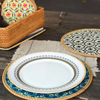Hand-Woven Bamboo Boho Placemats – Round Rattan Table Mats for Rustic Kitchen