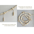 Boho Wall Hanging Photo Display with Wooden Beads & Clips