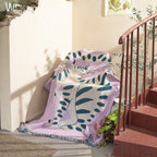 Textile City Ins Pink Girl Cat Throw Blanket – Woven Cotton Tapestry Sofa Cover & Picnic Mat