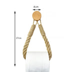 Boho Rope Toilet Paper Holder – Nail-Free Wall Mounted Handtowel Rack for Bathroom Storage & Decor