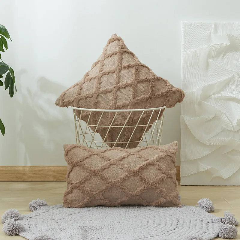 Plush Wool-Inspired Throw Pillow Cover – Soft Textured Accent for Cozy Boho Spaces