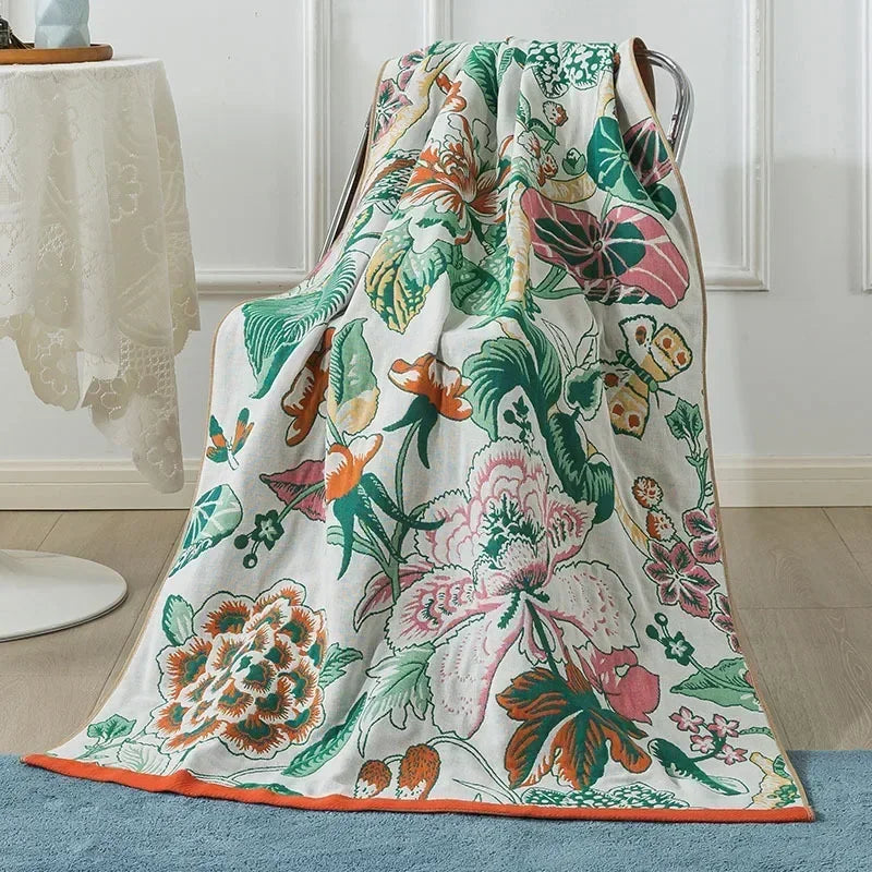 Cotton Gauze Floral Bath Towel
