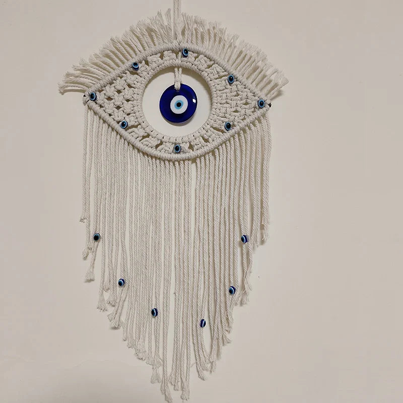 🧿 Evil Eye Macrame Wall Hanging – Handmade Boho Home Decor Tapestry