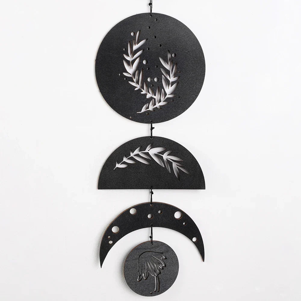 Wooden Wall Hanging Moon Phase Garland Wall Decor Hanging Ornaments Decoration Boho Home Decor for Nursery Ornament Gift