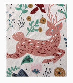 Floral Deer Forest Woven Throw Blanket