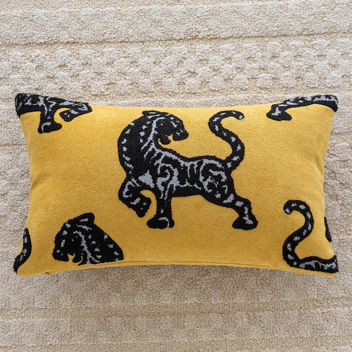 Tiger Embroidered Throw Pillow Cover – Luxury Boho Cushion Case for Sofa, Bed & Home Decor