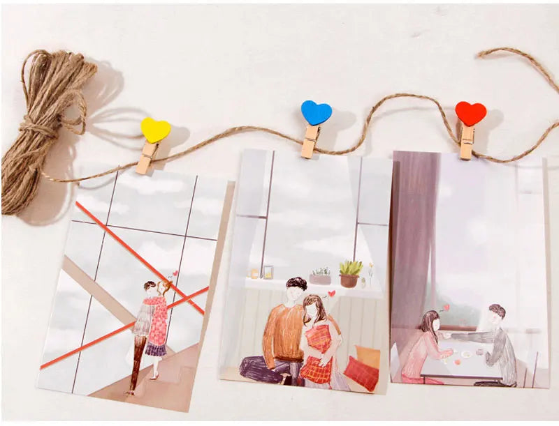 Wooden Heart Photo Clips