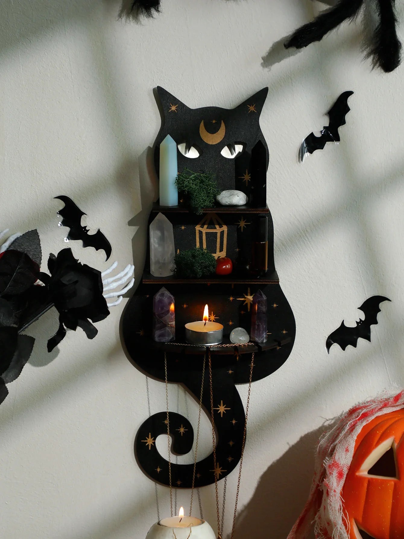 Animal Shaped Moon Phase Crystal Wall Shelf