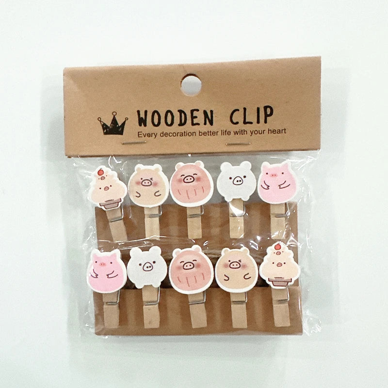 Whimsical Wooden Photo Clips (Set of 10)