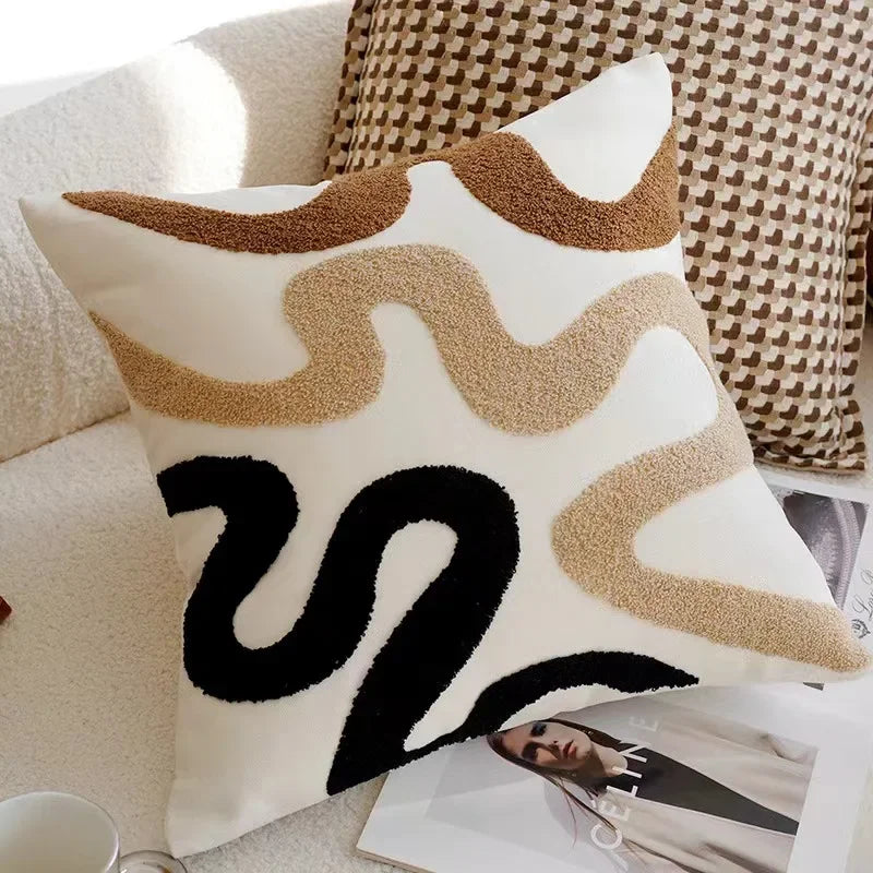 Vintage Nordic Throw Pillow Cover – Block Shapes