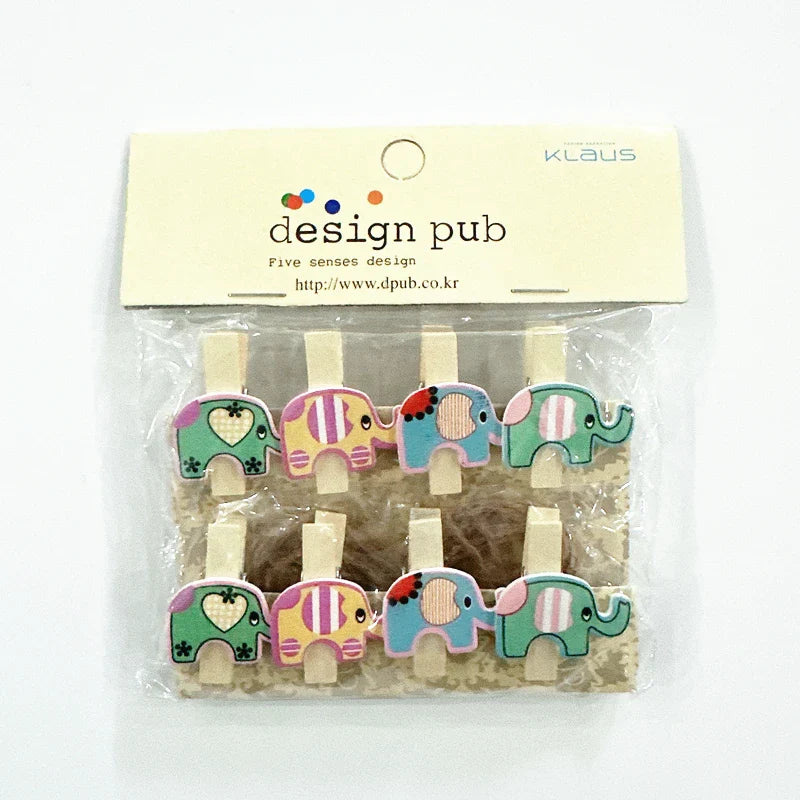 Whimsical Wooden Photo Clips (Set of 10)