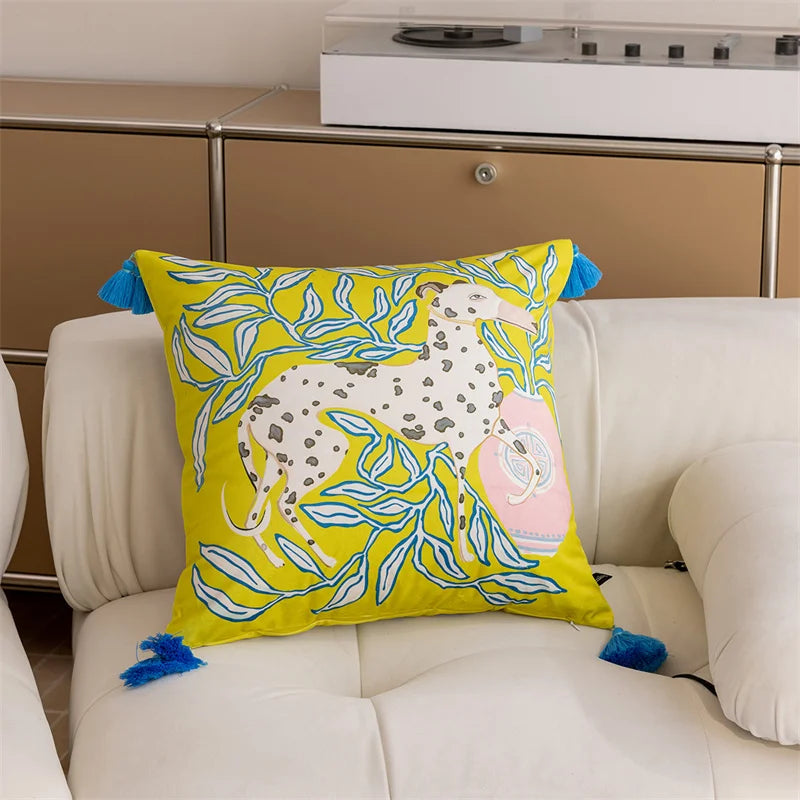 Vintage Velvet Animal Print Pillow Cover – Double-Sided Decorative Cushion for Boho & Eclectic Homes