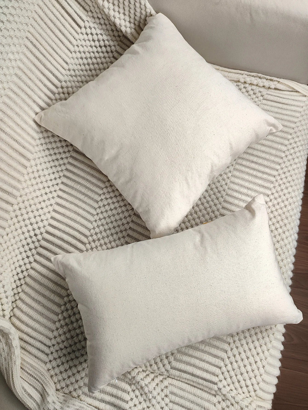 Leaf Embroidered Throw Pillow Cover – Canvas Cushion Cover for Boho Home Decor