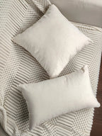 Leaf Embroidered Throw Pillow Cover – Canvas Cushion Cover for Boho Home Decor