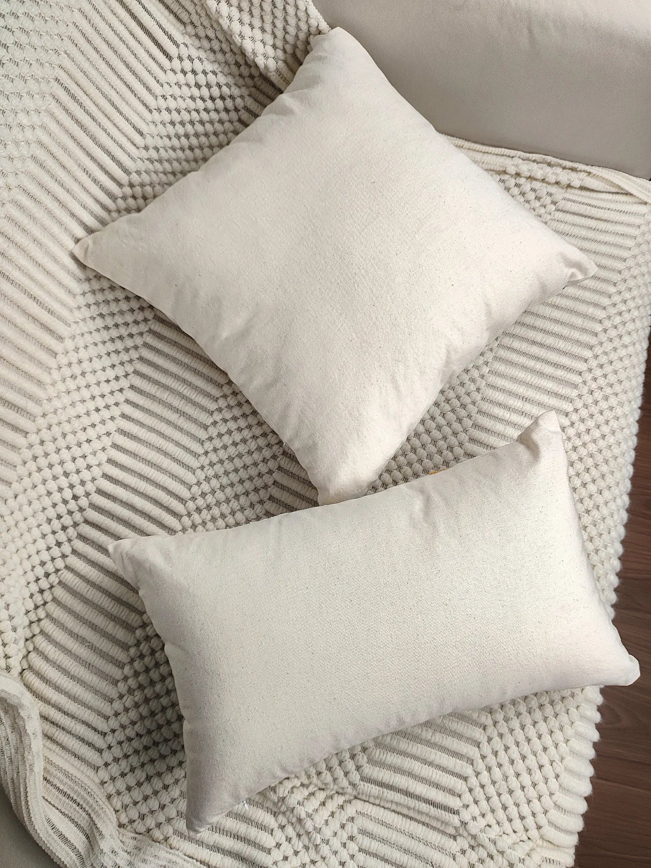 Leaf Embroidered Throw Pillow Cover – Canvas Cushion Cover for Boho Home Decor