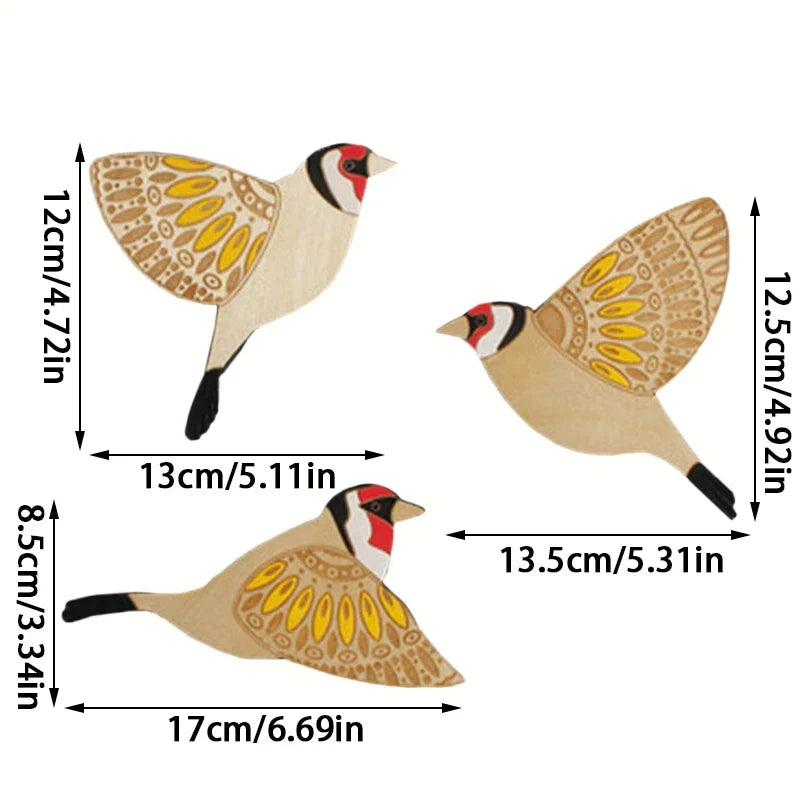 3-Piece Wooden Bird Wall Decor Set – Patterned Boho Home Decor for Indoors & Outdoors
