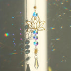 Metal Lotus & Crystal Boho Suncatcher – Handmade Sunlight Charm for Home & Garden