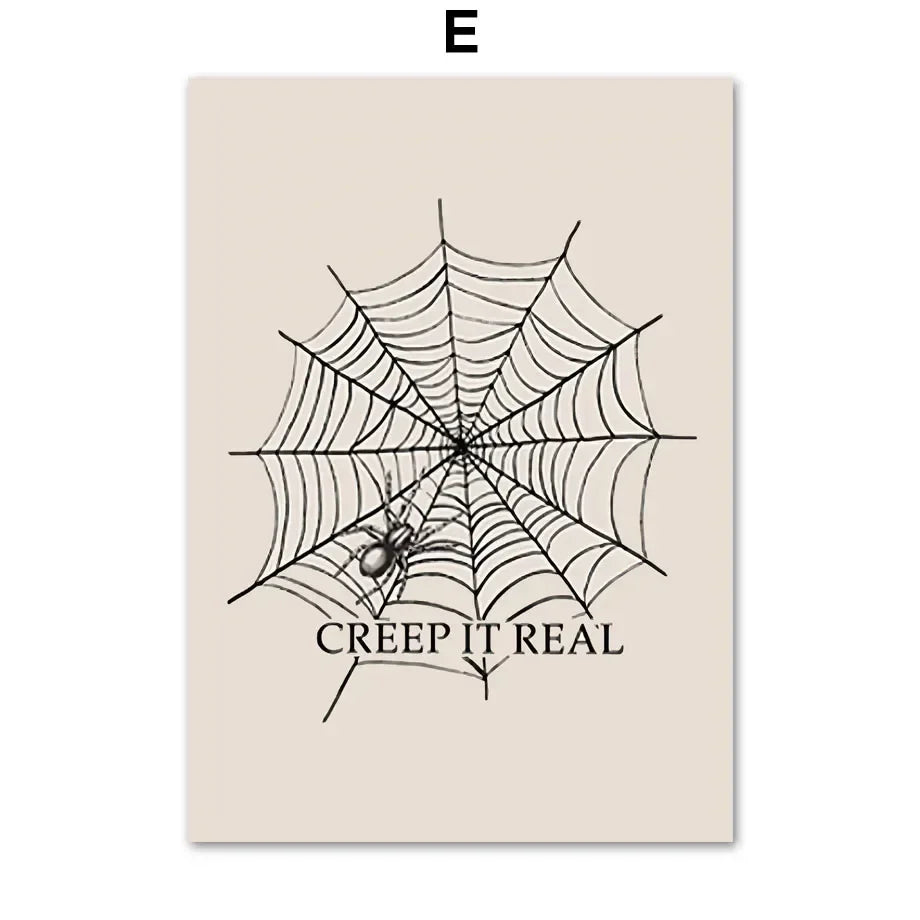 Fall Halloween Skull & Plant Canvas Wall Art Prints