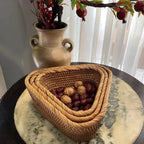 Handwoven Rectangular Rattan Basket – Boho Wicker Storage Bin for Fruit, Snacks, Tea, Bread, or Home Organization