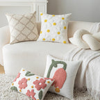 Embroidered Flower Throw Pillow Covers – Boho Cotton Cushion Covers for Bed, Sofa & Home Decor (30x50cm / 45x45cm)