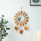 Boho Round Decorative Leaf Macrame Wall Mirror