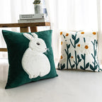 Nordic Floral Embroidery Pillow – Soft Cotton and Polyester Cushion for Sofa & Bedroom